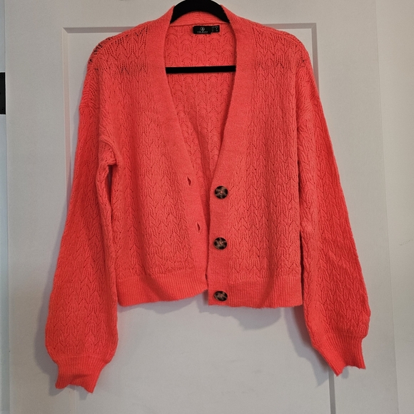 Volcom - Cardigan Beach Sweater - Electric Coral -Size Small - Picture 4 of 8